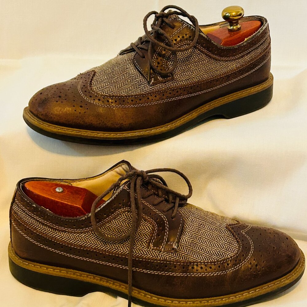 Bass Men's Wingtip Herringbone Lace-Up Dress-Shoes
